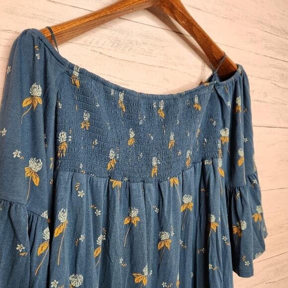 FREE PEOPLE Lana Blouse Size Small Mermaid Blue‎ - Picture 3 of 11